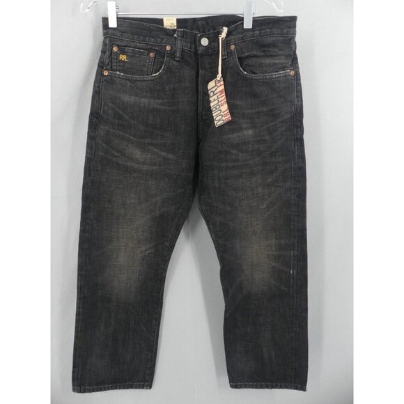 RRL Jeans Men 32 Slim Fit Crop Japanese Selvedge Double RL Black NWT